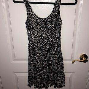 Ecoté Black and White Floral Skater Dress